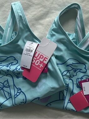 2-Disney Aqua Ariel One-Piece Swimsuit with Purple and Pink Accents
